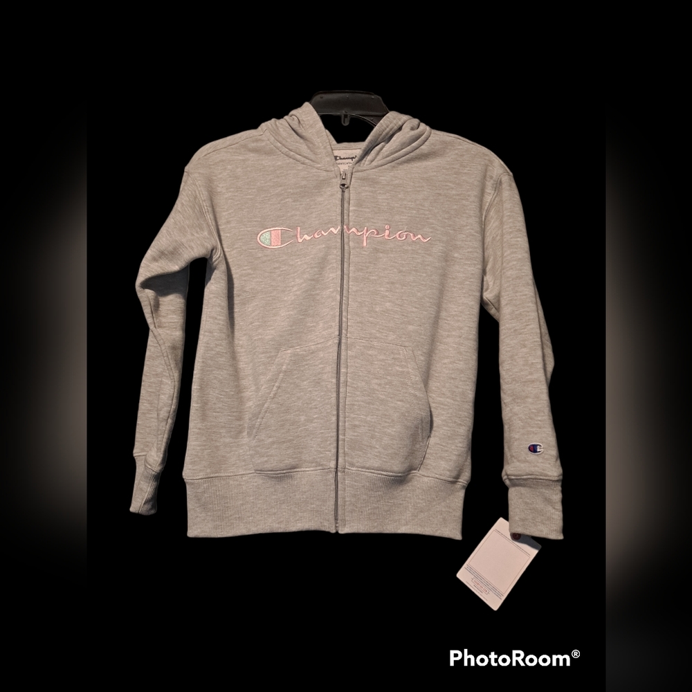 Champion Girls Hoodie And Sweatpants 2 piece set Size Small/ Medium Grey pink